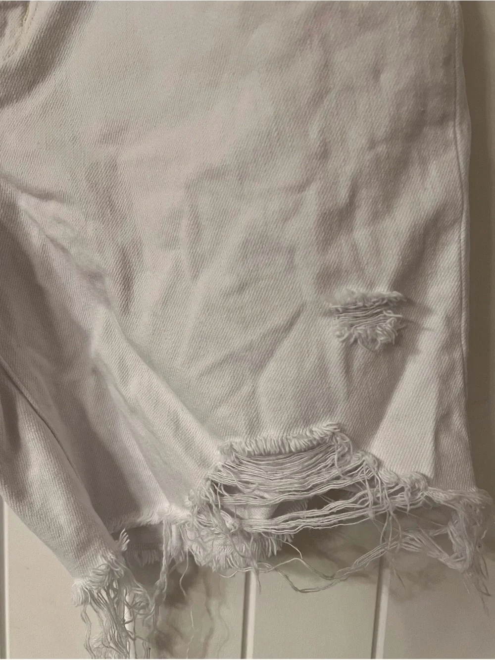 Anthropologie White Distressed Denim Shorts - Picture 2 of 7
